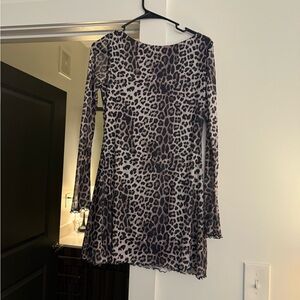 Leopard Print Long Sleeve Dress
